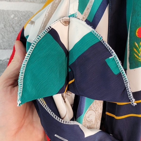 Sen Meei 80's Color Block Picasso Art Inspired Blouse Women's See Measurements - Picture 10 of 12